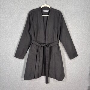 Just Fabulous Cardigan Jacket Coat XXL Charcoal Belted Open Quiet Luxury Minimal